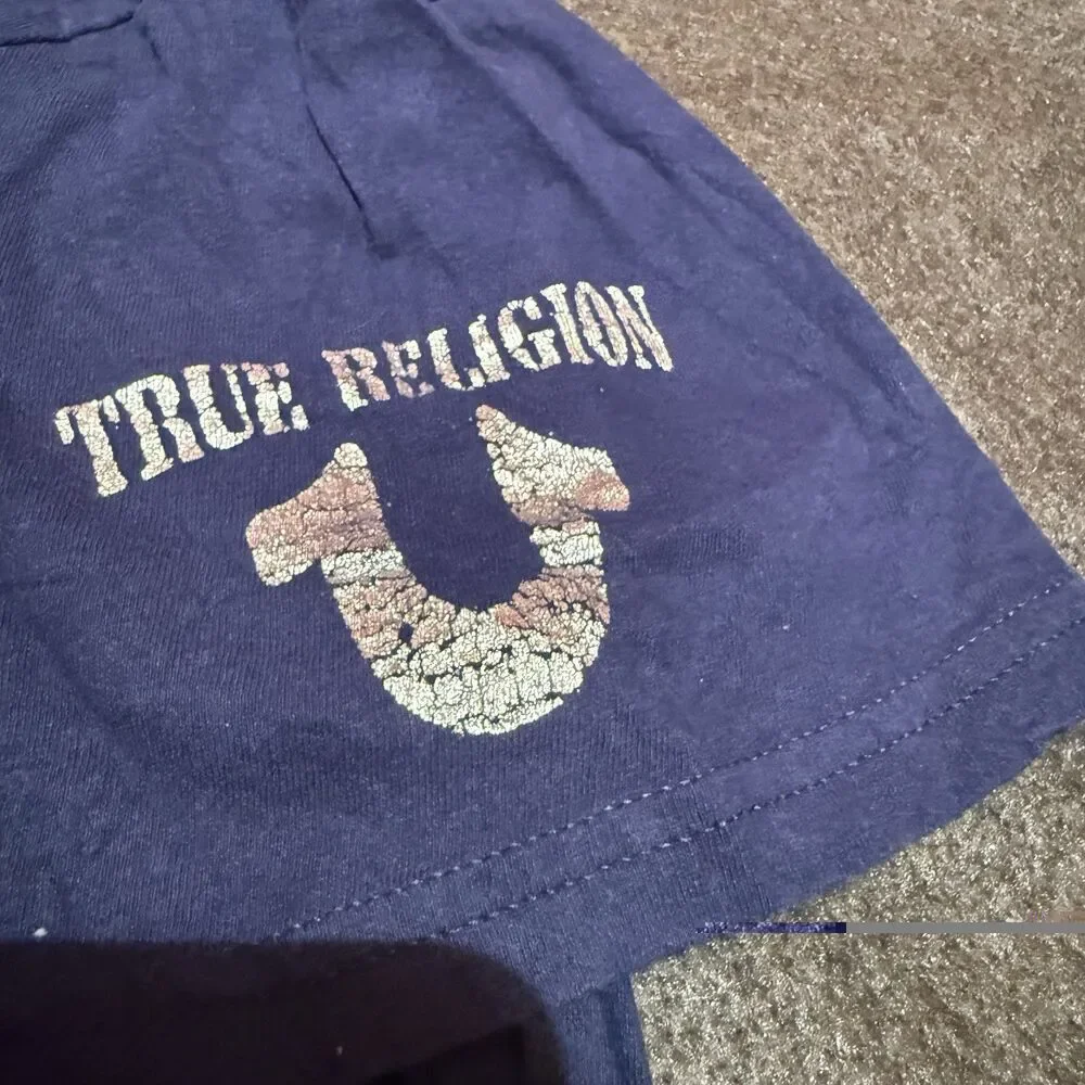 True Religion Mens TShirt S Small Blue Short Sleeve Tee Shirt
